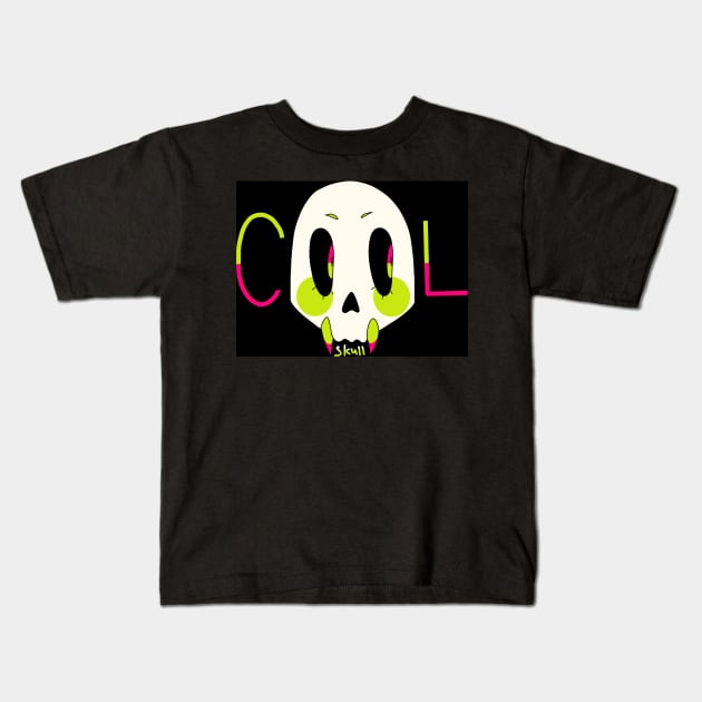 Cool Skull Kids T-Shirt by PinkyNik